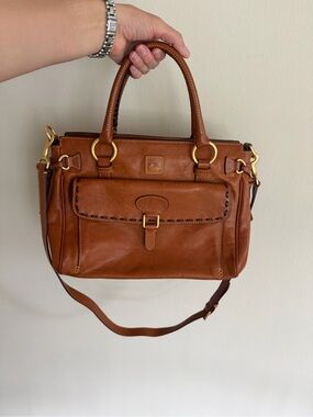 Dooney & Bourke Florentine Pocket Satchel – Natural Chestnut Leather